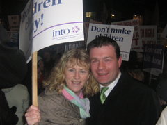 Education Cuts Protest Dublin - Pictured with Nenagh Mayor Virginia O'Dowd at the protest over the Government's education cuts at primary and secondary level.