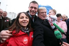 AlanEamonAoibhe - Alan Kelly with wife Regina, Eamon Gilmore and little Aoibhe